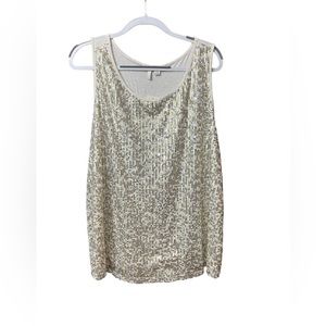 Cato sequin front tank Top womens plus size 18/20W gold sliver sparkle cream